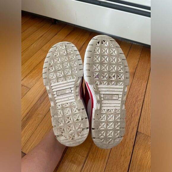 Puma Big Kids Size 4 Mayze Glitz Platform Sneakers White Gold Red - Picture 8 of 9